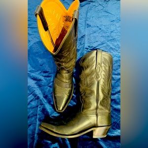 Womens Full Leather Black Traditional Cowboy Boots